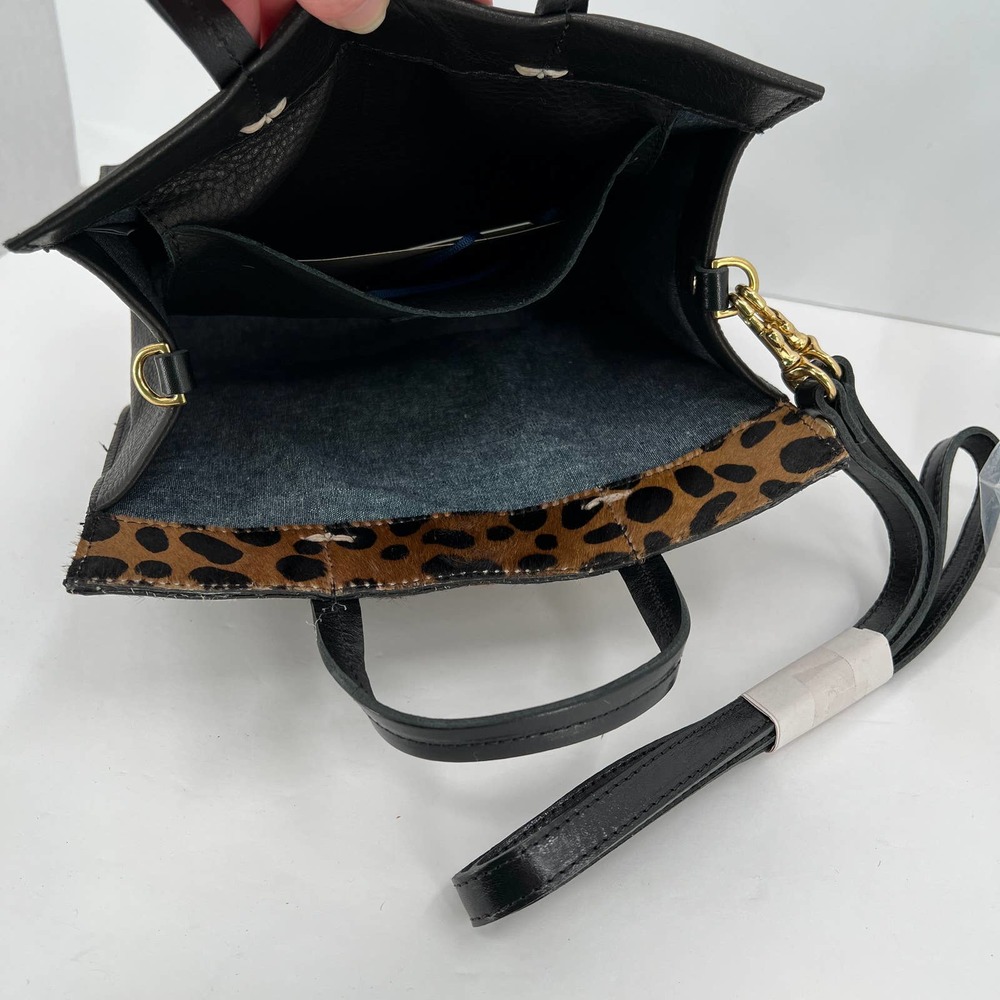 CLARE V Bag Womens Black Brown Petite Simple Tote Leopard Patchwork NWT - Picture 9 of 13